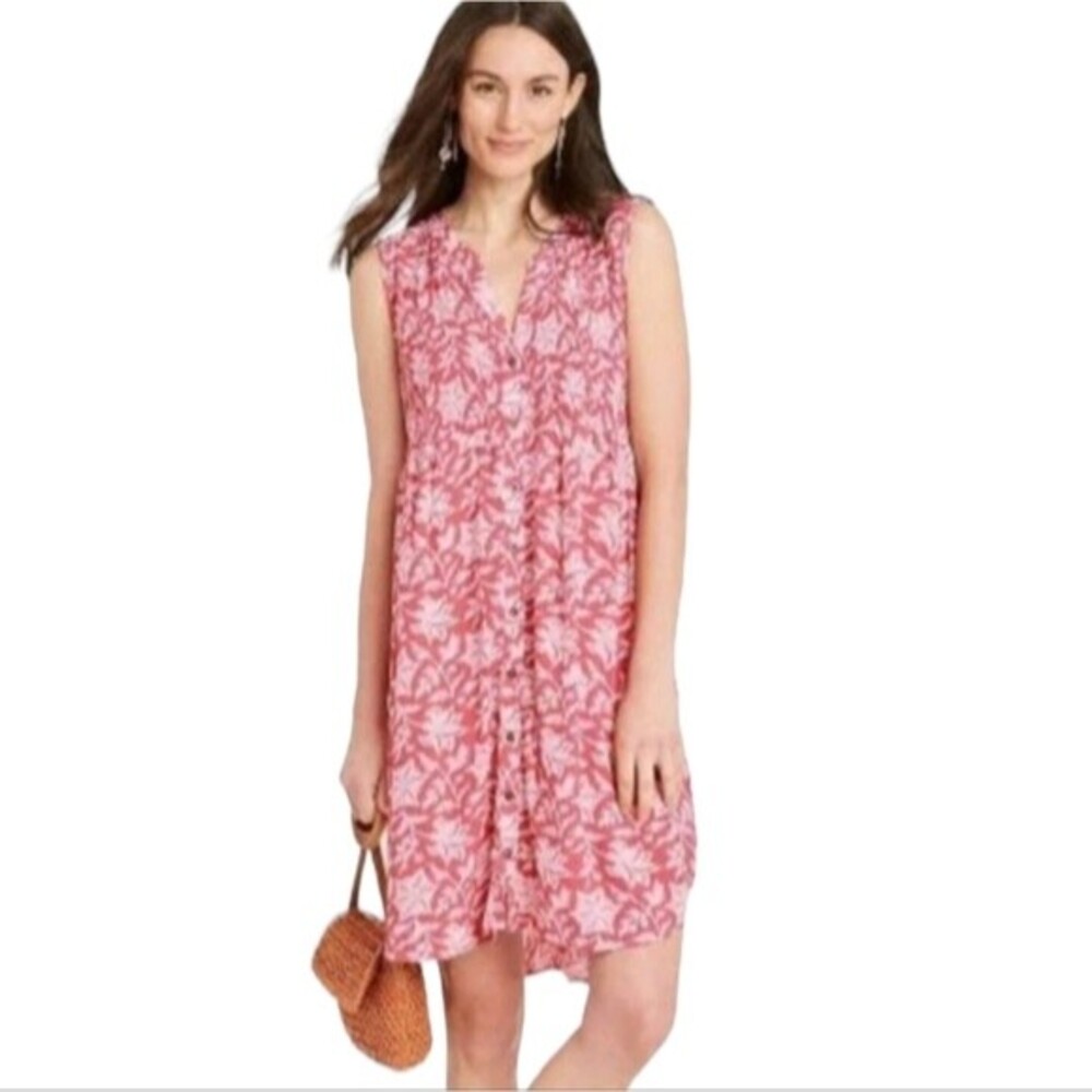 Knox Rose Pink White Floral Flowy Sleeveless Dress Women's Size XS